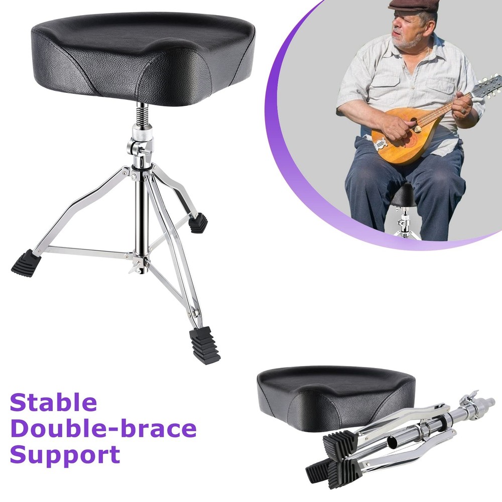 Drum Throne Adjustable Height, Drum Stools Rotatable Padded Motorcycle Style ...