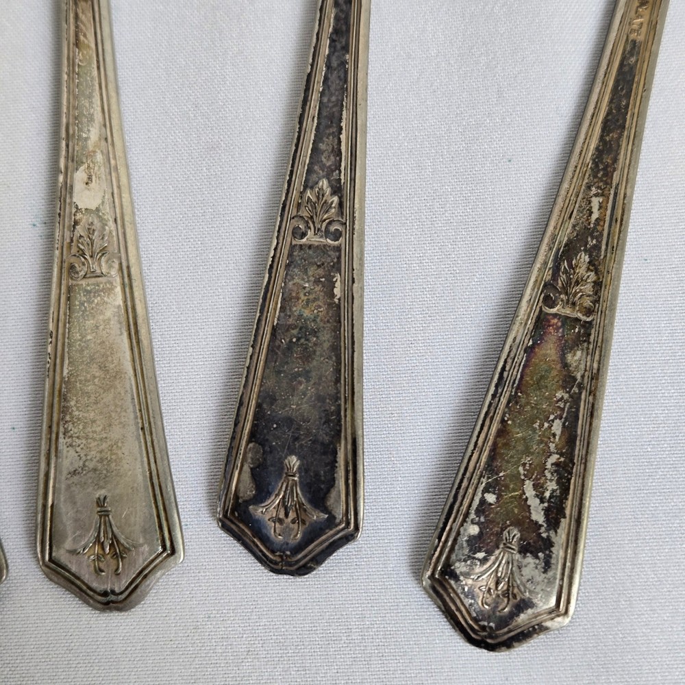 Bouquet Pattern Silverplate Teaspoons, 6", Set of 6, Vintage