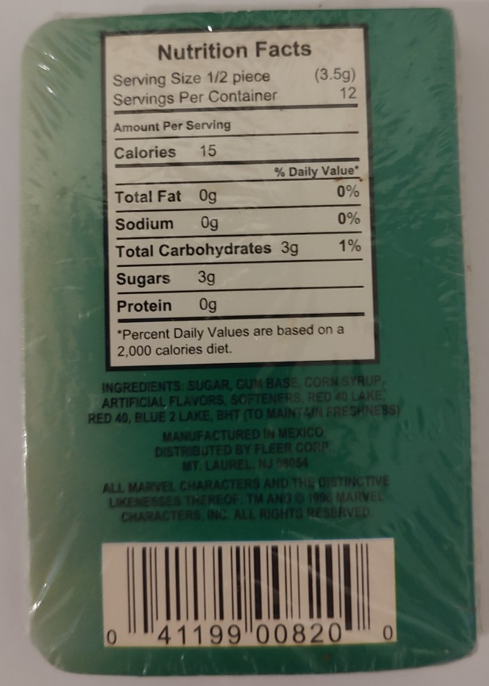 1996 Super Chews Incredible Hawk Bubble Gum