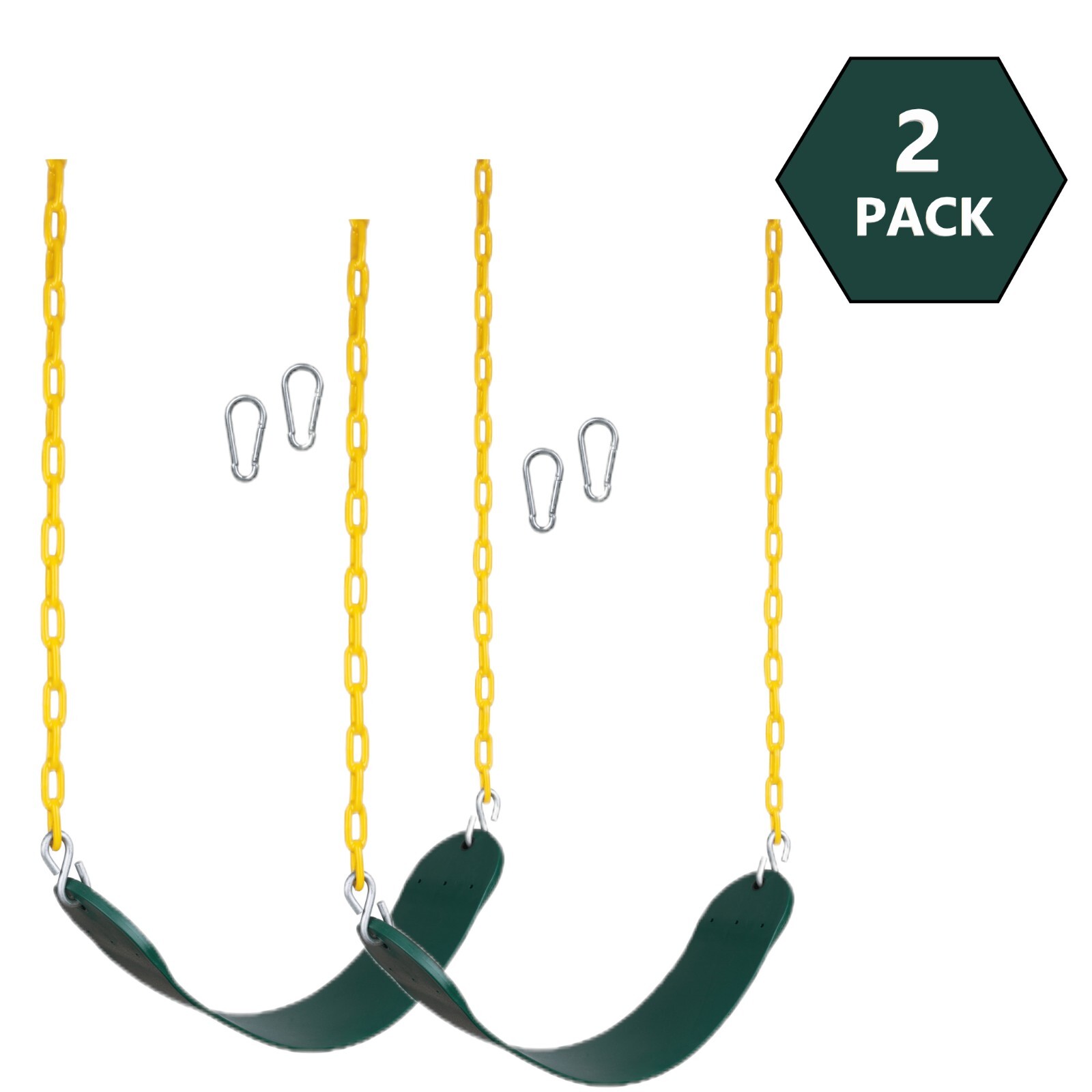 New Bounce Swing Seat - Heavy Duty Rust-Proof Chain - Set of 2 - Green