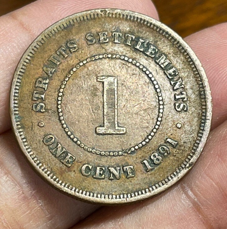 1891 Strait Settlements One Cent Coin