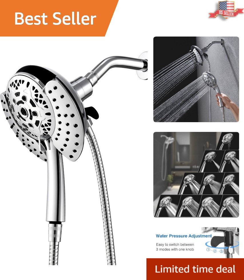 Modern 10-Setting Rainfall Shower Head & Handheld Combo for Spa-Like Experience