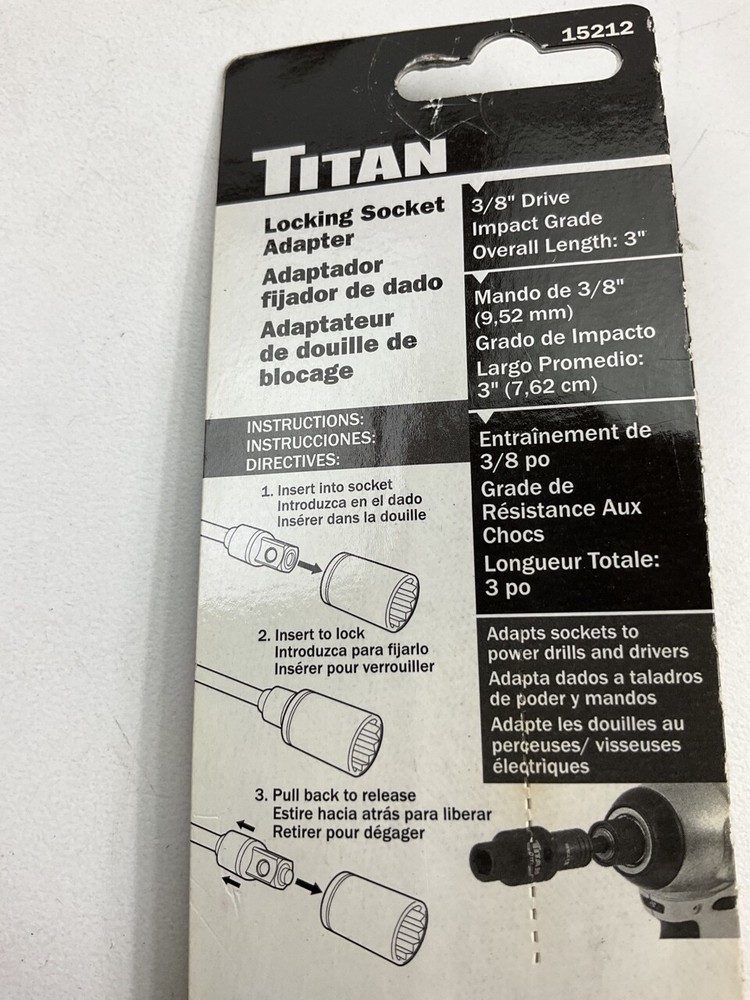 Titan 15212 3" Hex To Square Locking Socket Adapter (1 Piece)