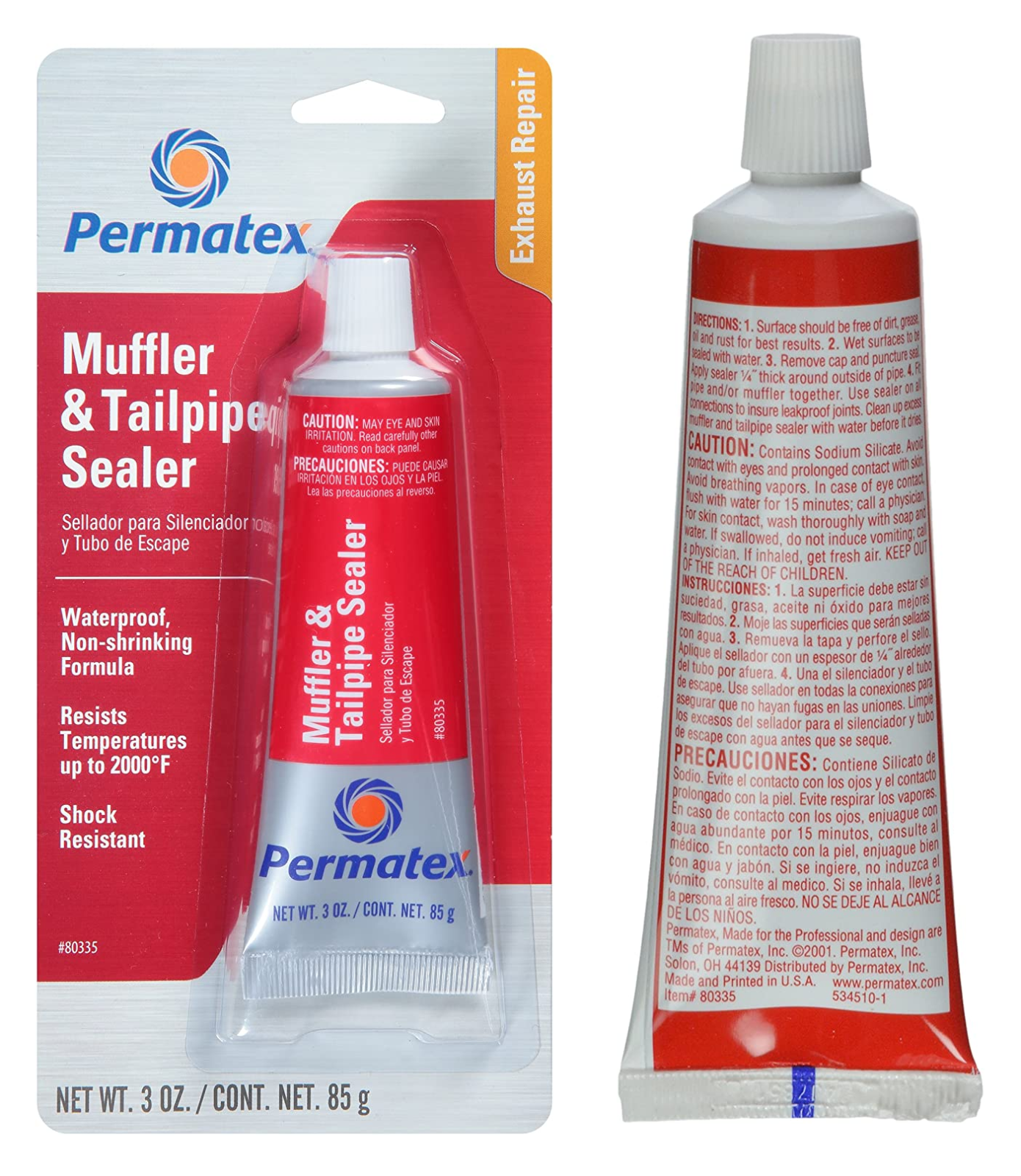 (2PK) Car Exhaust Pipe Repair Kit High Temperature Muffler Tailpipe Leak Sealer