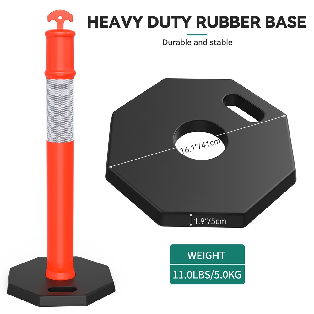 TAUS 45 inch Delineator Post with Base, 4 Pack Traffic Delineator Posts