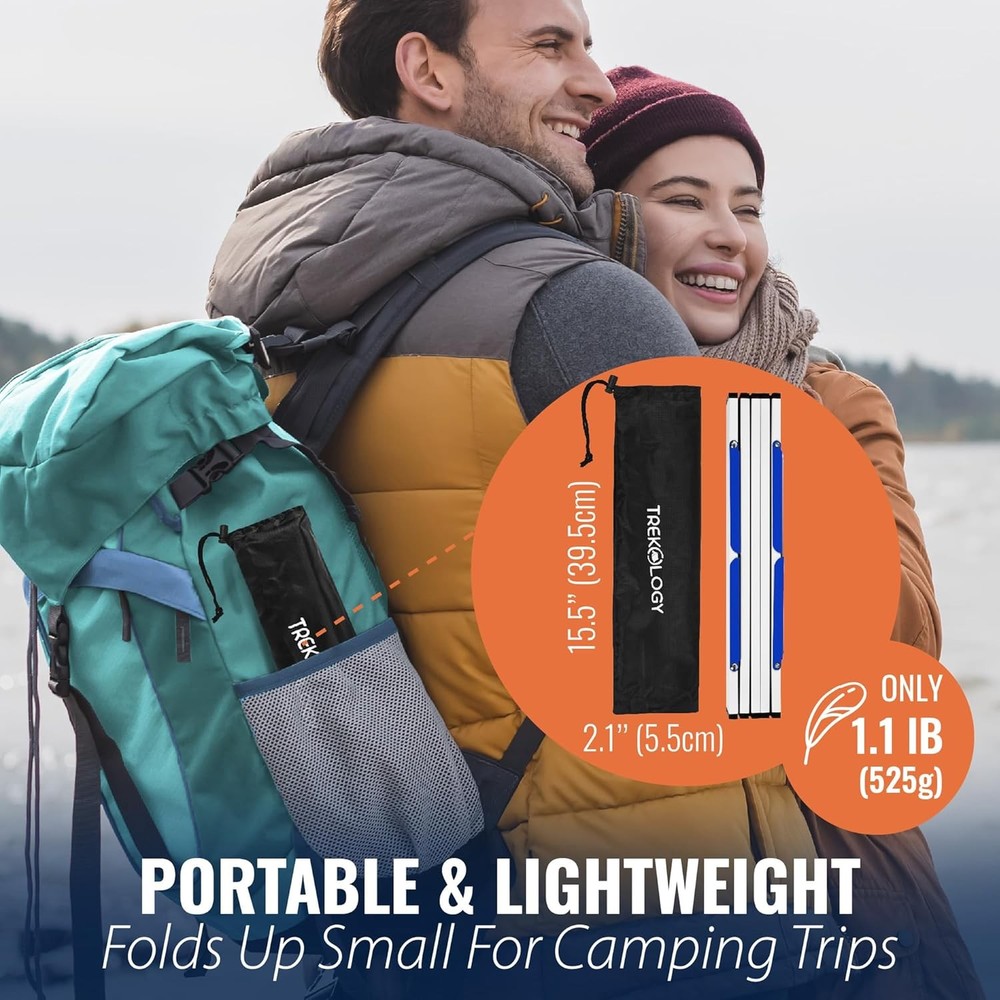 TREKOLOGY Portable Beach Table, Mini Folding Table for White, Blue