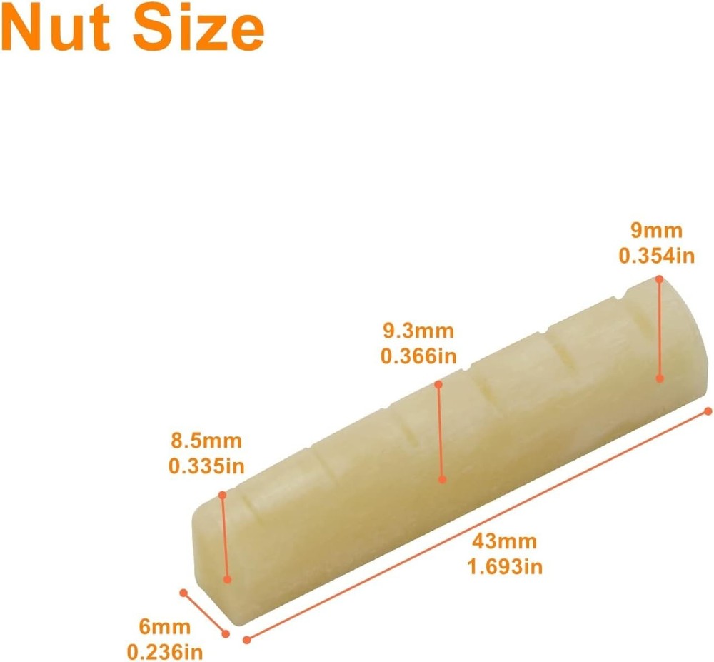 Unbleached Bone Guitar Bridge Saddle & Nut Set