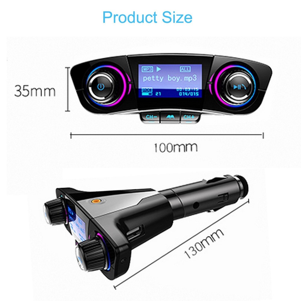 Bluetooth FM Transmitter Handfrees-Calling Radio Adapter Car Kit with Small