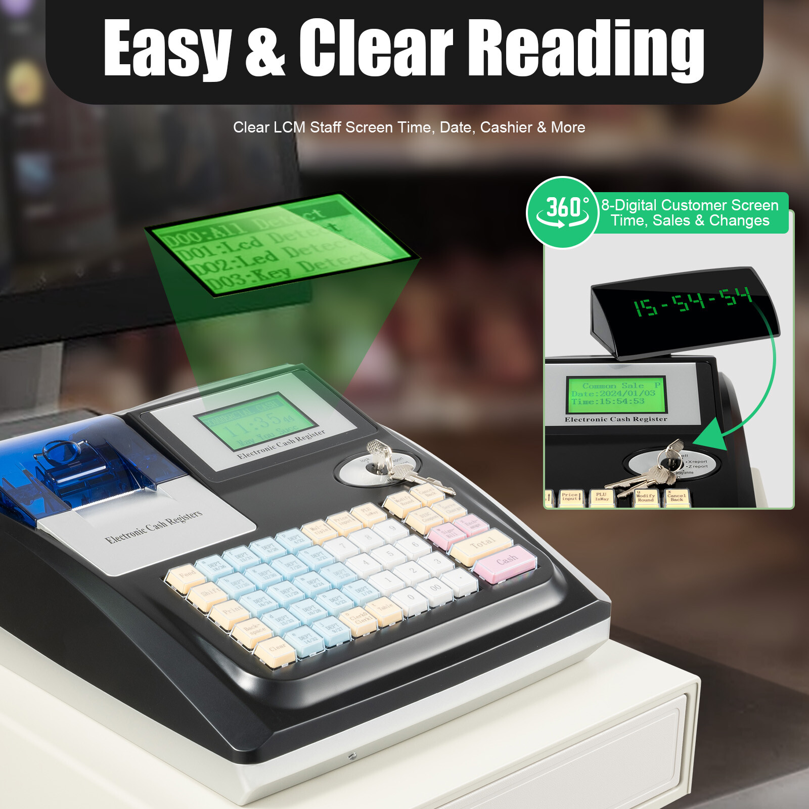 3IN1 Retail POS System, Cash Register Express Complete Point of Sale System 35W