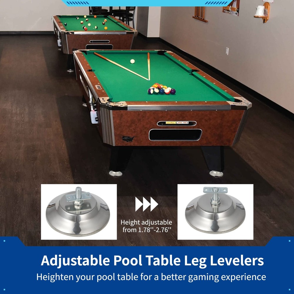 4pcs Pool Table Leg Levelers, 5-Inch Billiard Table Leg Leveling Risers, Adju...