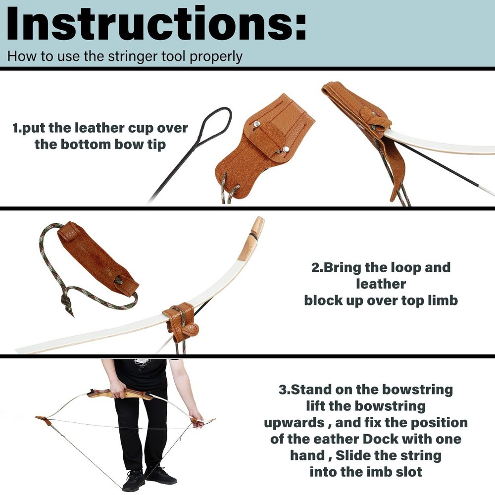 SOPOGER Archery Stringer Recurve Bow Tool, Longbow Brown