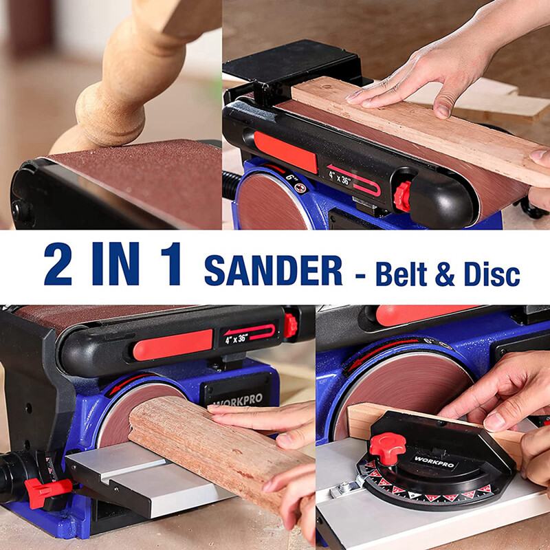 WORKPRO 6 in. Disc Sander & 4 in. x 36 in. Belt Belt Disc Sander w/6pc Sandpaper
