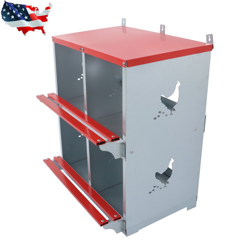 4 Compartment Chicken Nesting Boxes Metal Poultry Nest Box Wall Mount For Hens