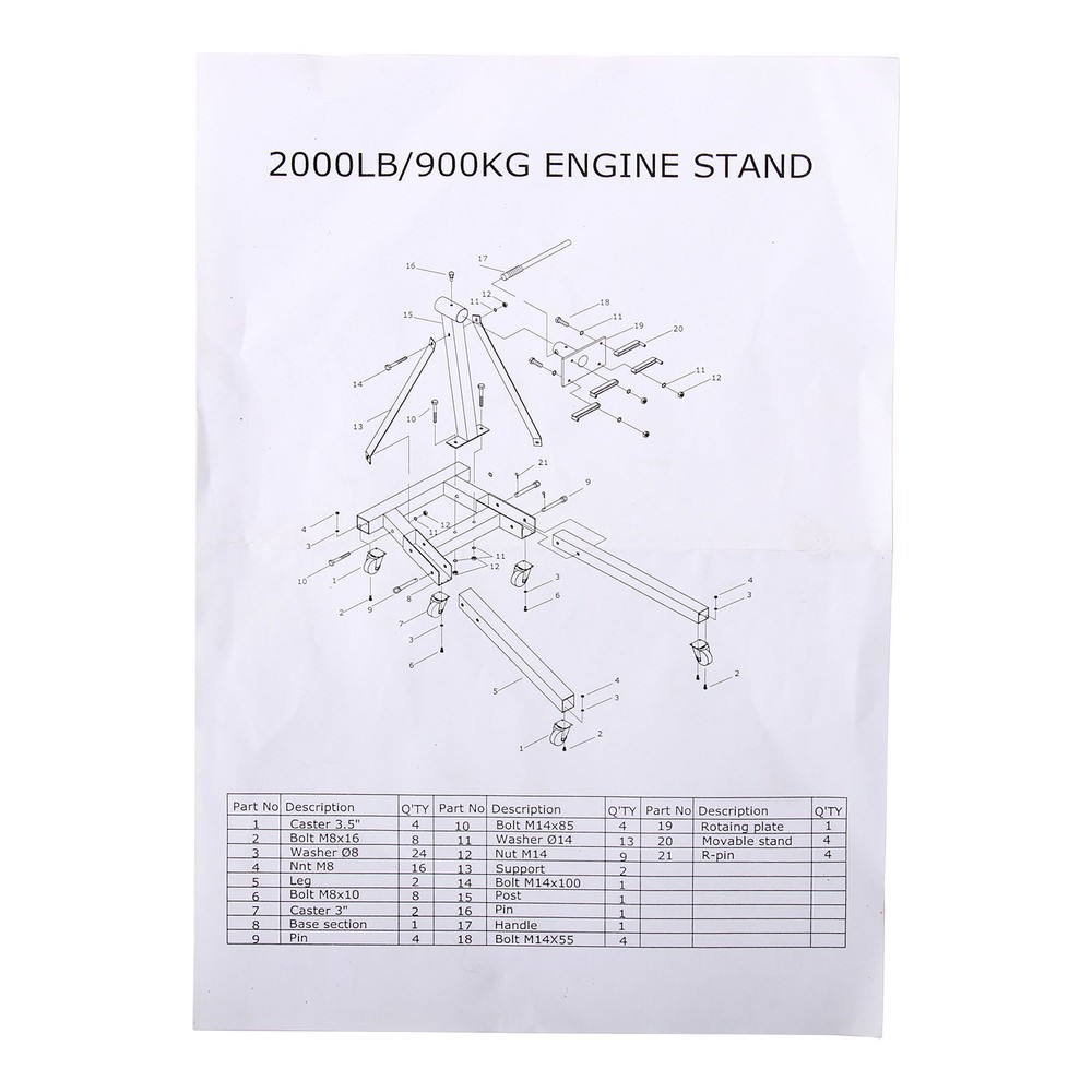 Red 2000LBS Steel Rotating Engine Stand with 360 Degree Adjustable Mounting Head