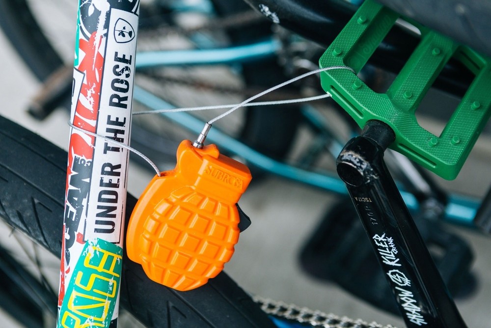 SUBROSA COMBAT LOCK BMX BICYCLE LOCK INCLUDES 2 KEYS GRENADE ORANGE SHADOW NEW