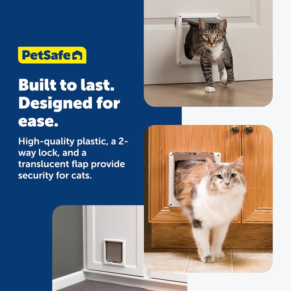 Interior 2-Way Locking Cat Door - Allows Convenient Movement between Rooms & Min