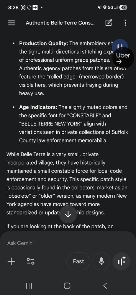 older Belle Terre NY Constable patch see pics