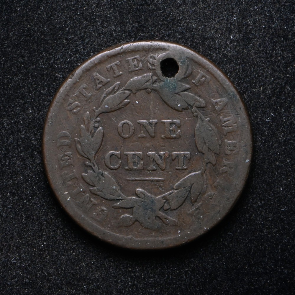 1838 Large Cent with old hole (bb19079)