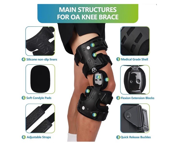 Komzer Advanced OA Unloader Brace: Adjustable Fit & ROM Control Used for Knee...
