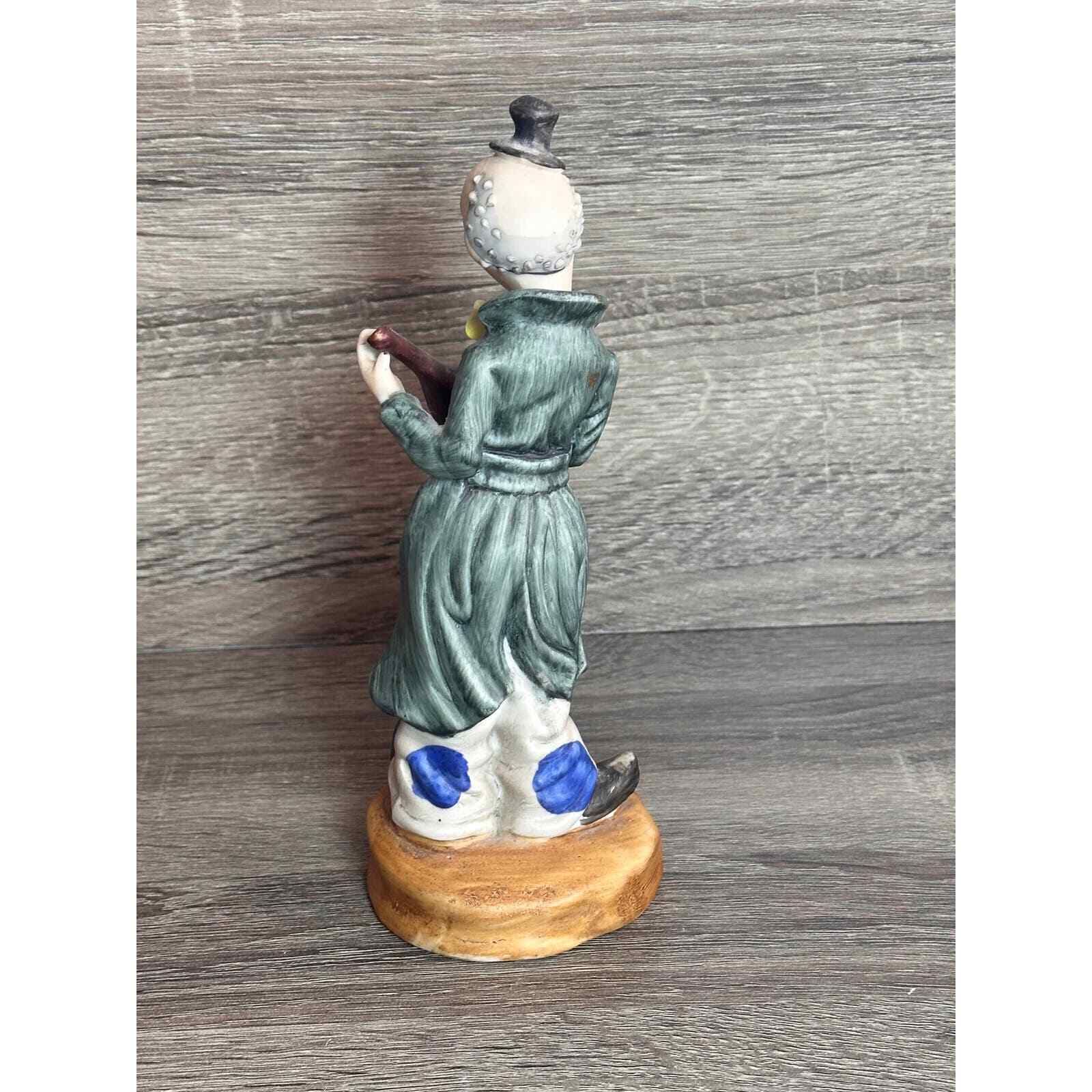 Vintage Ceramic Circus Clown Playing Mandolin Hand Painted