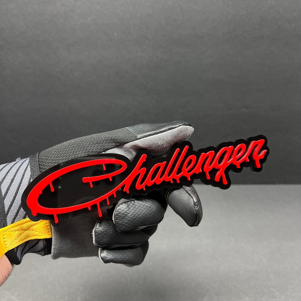 Custom RED Drip Text "Challenger" 3D Emblem–Multicolor Acrylic Badge 1PC