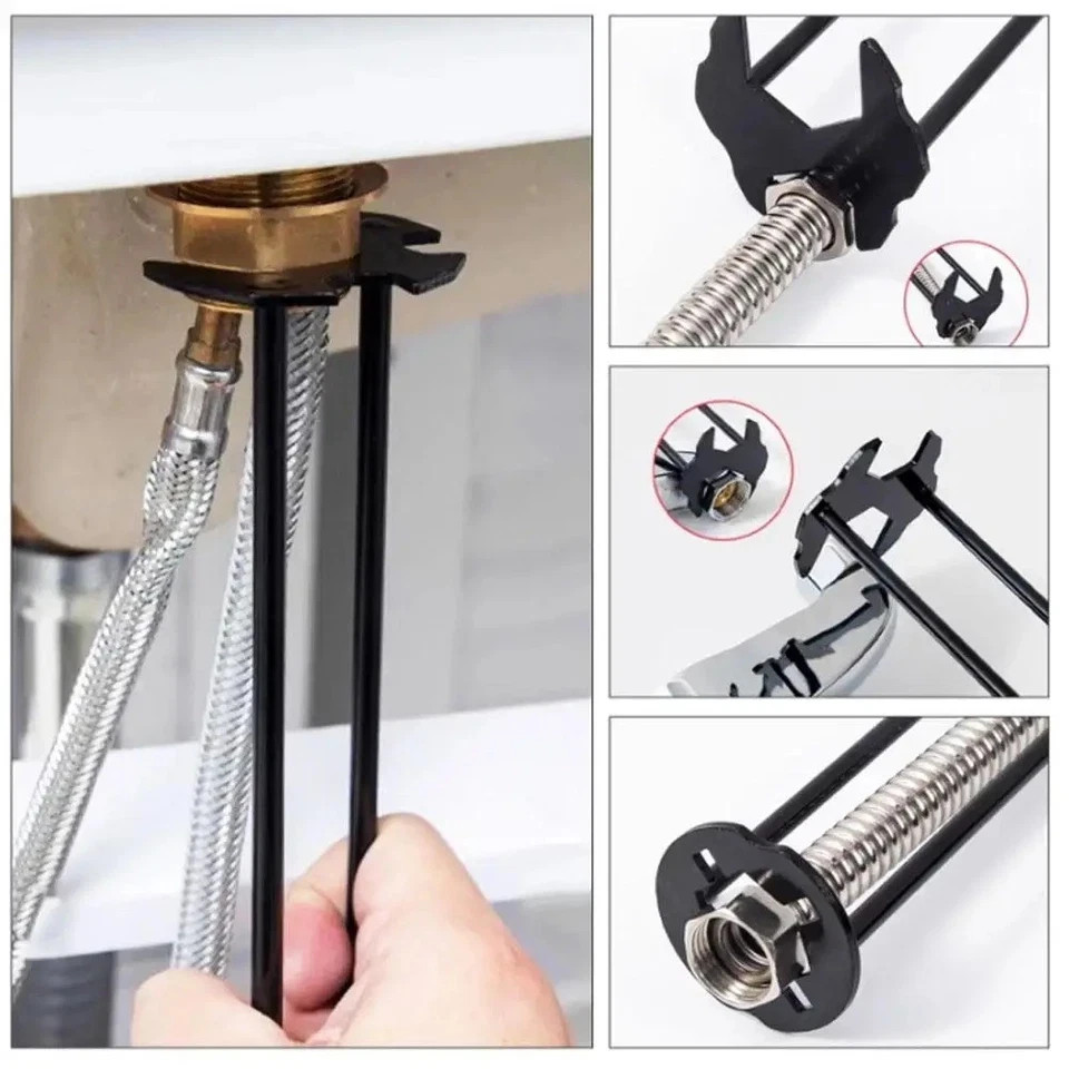 Multifunctional Sink Wrench Set, 2-Pack Basin and Faucet Wrench Tool with Fou.