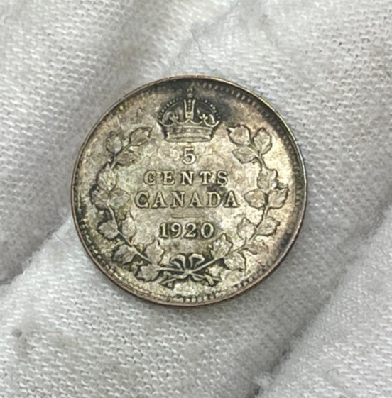 1920 Canada 5 Cents Silver Coin