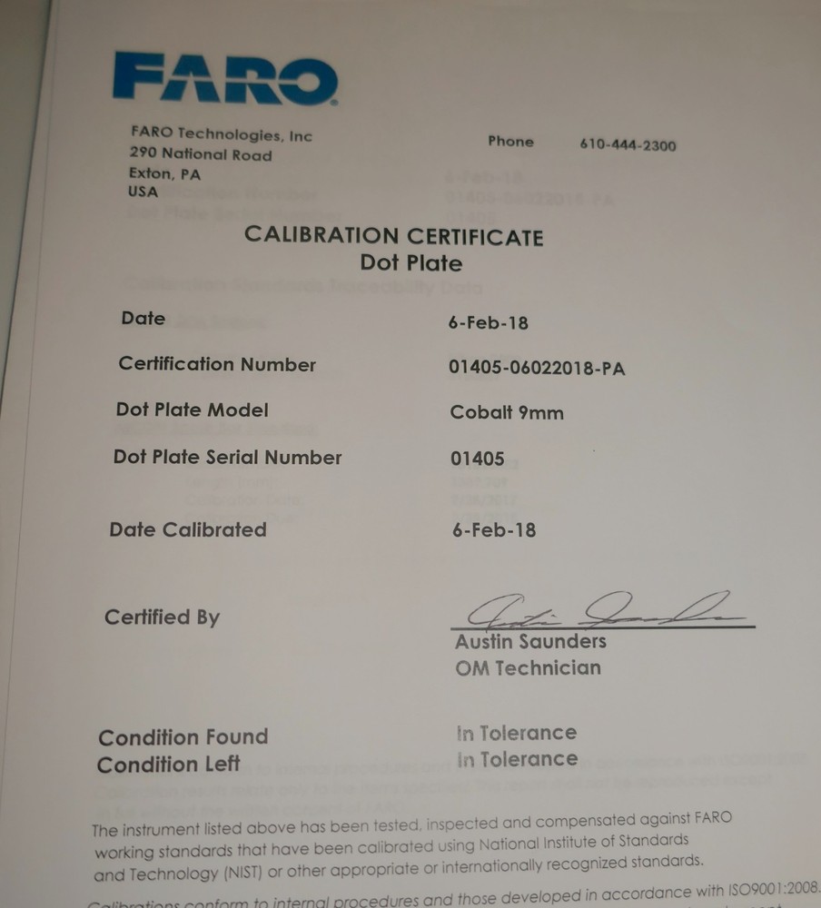 FARO Cobalt Array 3D Imager 9MP w/Calibration Dot Plate - Excellent