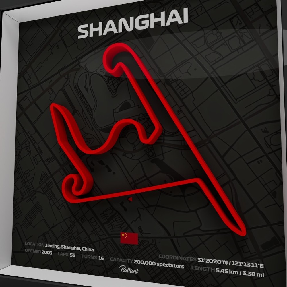 Shanghai Circuit 3D Shadow Box – Chinese GP Wall Art