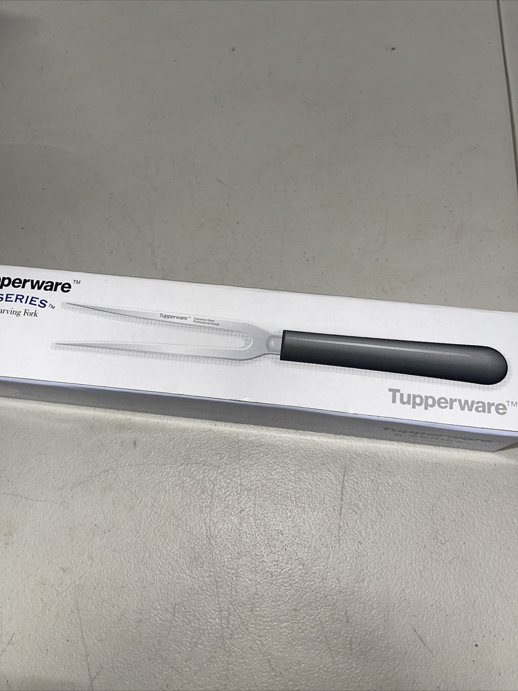 Tupperware Stainless Steel Carving Fork with Black Handle