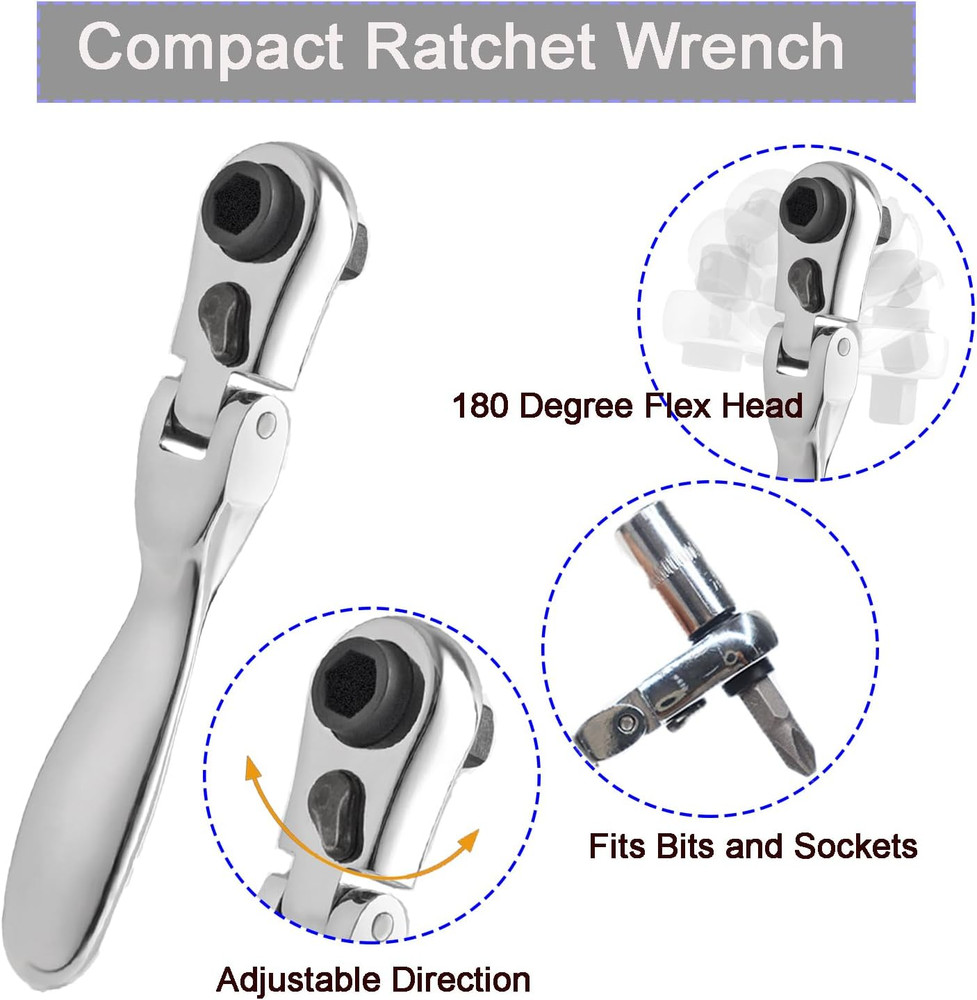 Mini Ratchet Screwdriver Set, Right Angle Screwdriver Set with 1/4 Mini Flex Rat