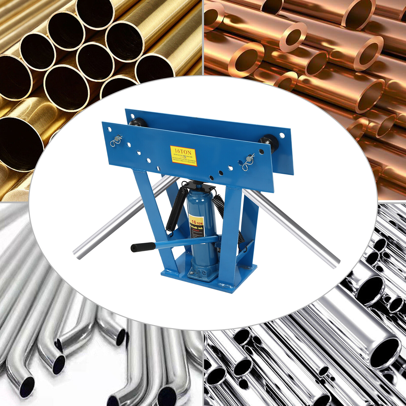 Heavy-Duty Pipe Bending Machine 16 Ton Hydraulic Pipe Tube Bender W/ 8 Dies