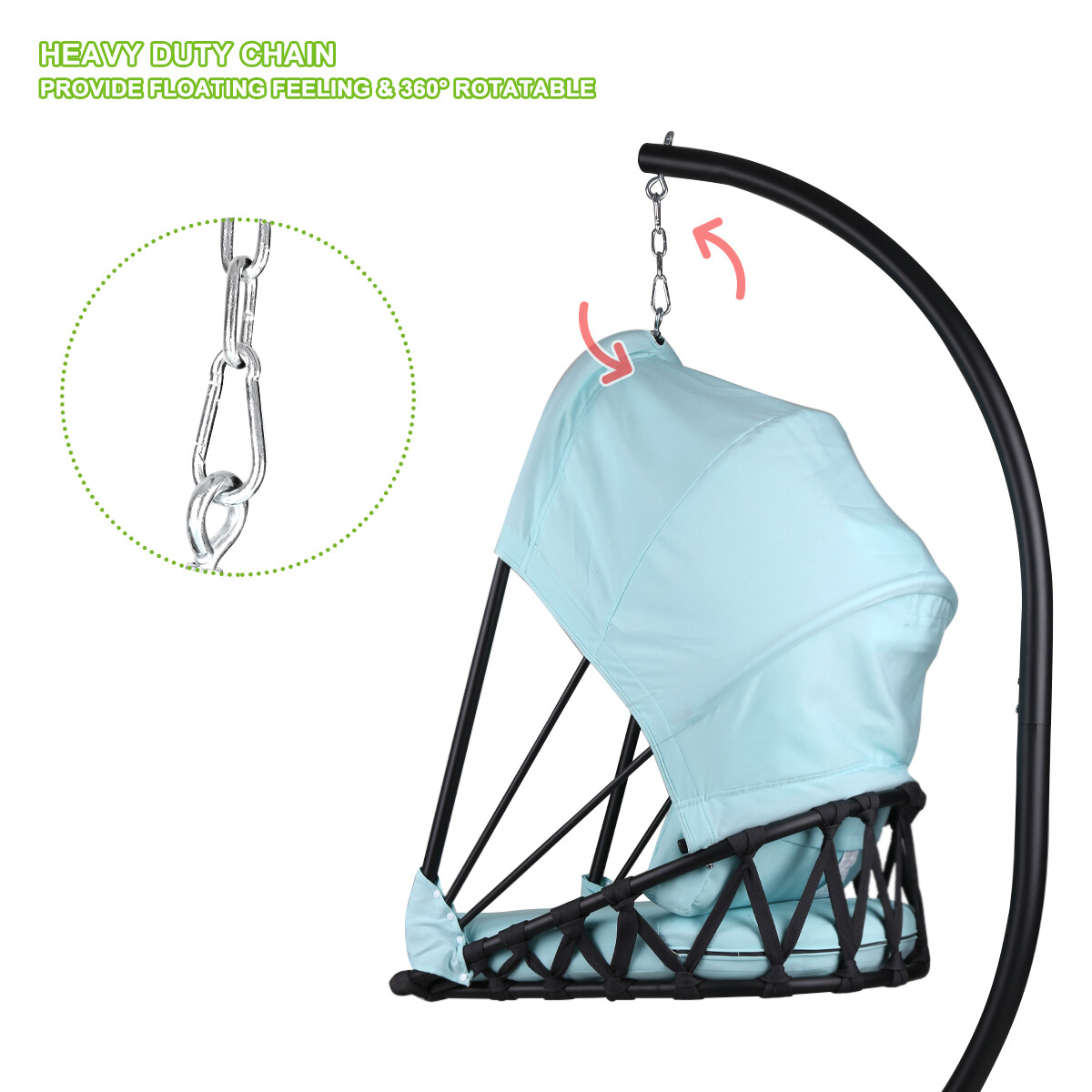 Foldable Hanging Egg Chair Outdoor Patio Hammock Swing Cushion Seat Canopy Stand