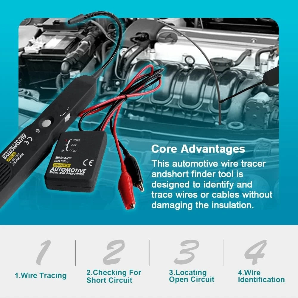 Circuit Tester Automotive Short and Open Finder DC 6-42V Car Wire Tracker Tool
