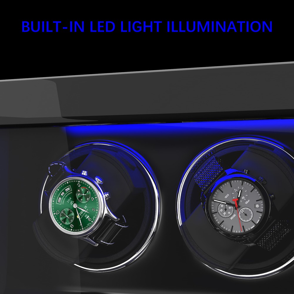 New Automatic 12 Watch Winder LCD Touch Display Storage Case Box Fingerprint LED