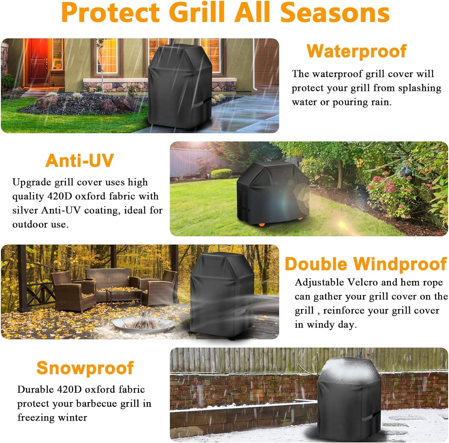 32″ BBQ Grill Cover Small for Weber Spirit E210 & Char Broil 2 Burner Gas Grills