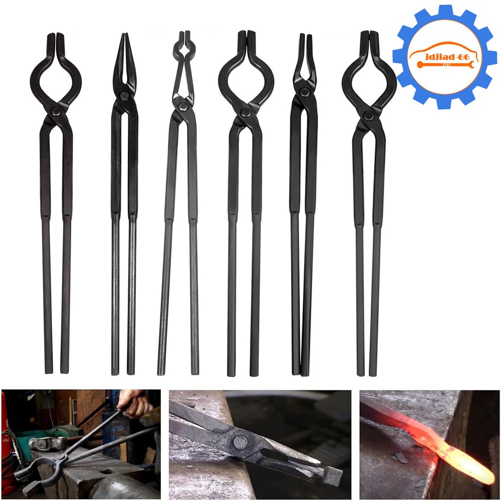 6Pc Beginner Blacksmith Tongs Blacksmith Forge Tong Tools Set Knife Making Tongs