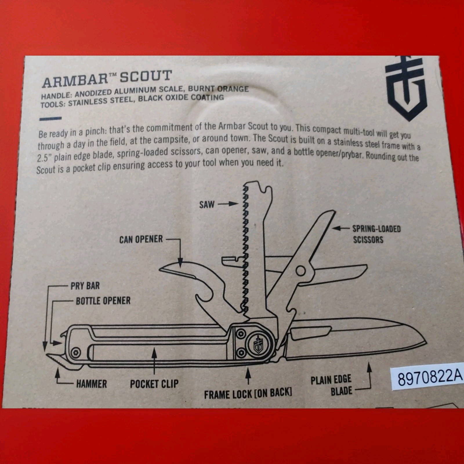 NEW GERBER Armbar Scout Multi-Tool BURNT🔥🟠ORANGE 1064393.