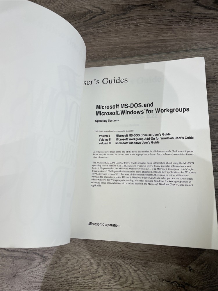 Microsoft Windows For Workgroups 3.11 & MS-DOS 6.22 Users Guide