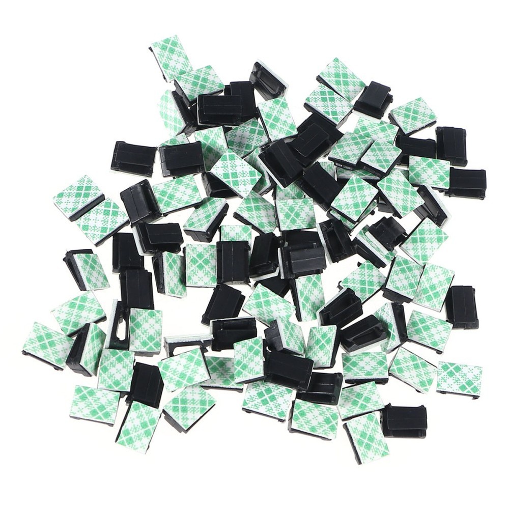 Cable Clip Holders 100pcs Black Adhesive for Smooth Surface Use