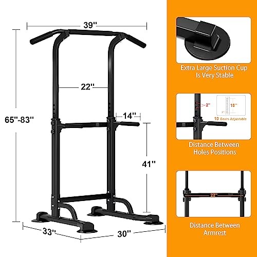 Power Tower Pull Up Dip Station Multi-Function Fitness Equipment for Black