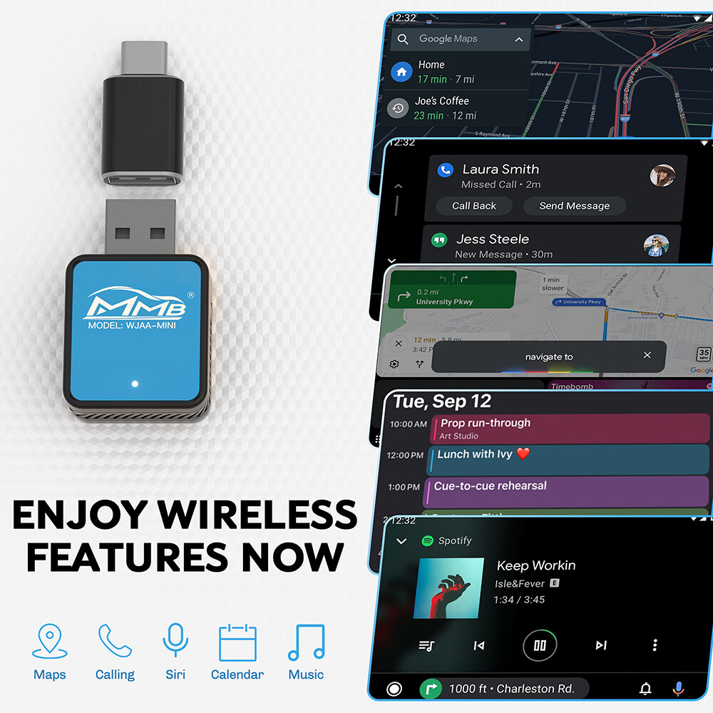 Android Auto Wireless Adapter Mini Android Auto Dongle for OEM Wired Android Car