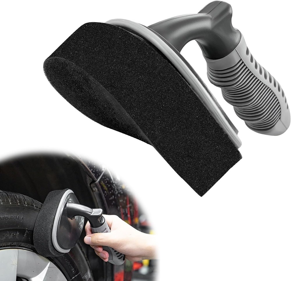 High-Density Sponge Tyre Dressing Applicator Pad with Curved Handle, Reusable...