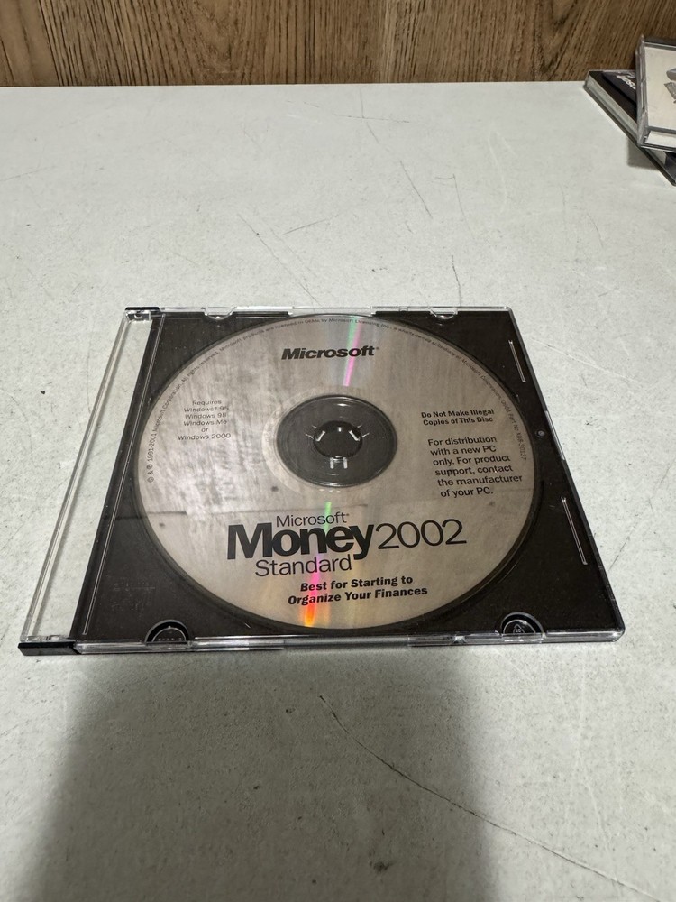 Microsoft Money 2002 Standard PC CD Financial Software Windows 95 98 ME 2000