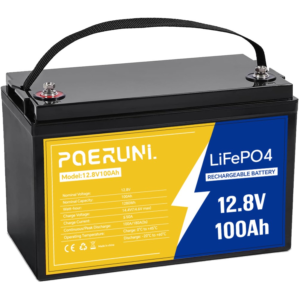 NEW 12V 100Ah LiFePO4 Lithium Battery Deep Cycle Built-in BMS for Solar Off-grid