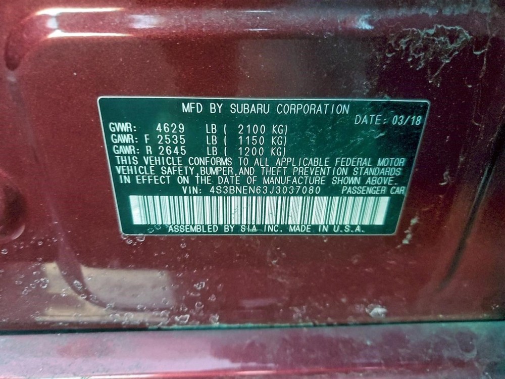 LEGACY 2018 Transmission Shift 2094473