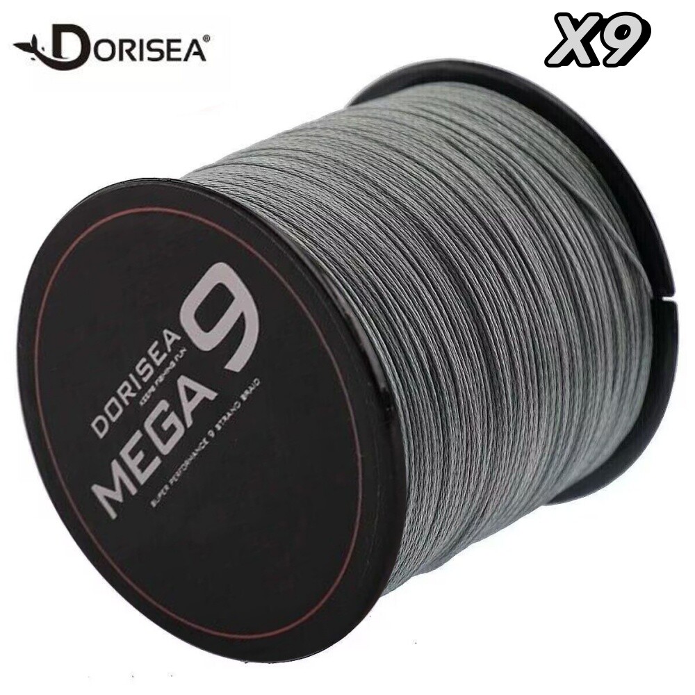 MEGA 9 Strands 100M-2000M Gray PE Dynema Round Braided Fishing Line 15LB-310LB