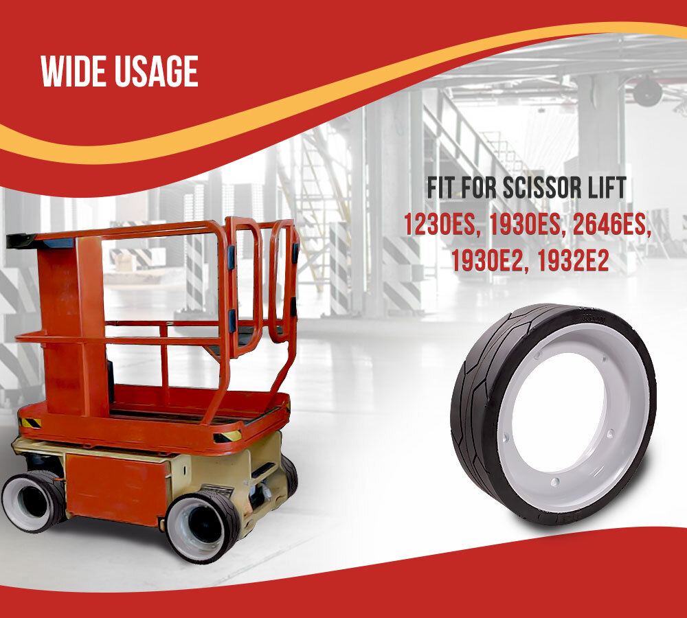 4Pk JLG 2915012 Non-Marking Rubber Scissor Lift Tire & Bolts, Fits 1930ES,1230ES