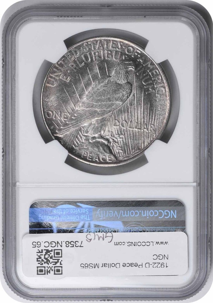 1922-D Peace Silver Dollar MS65 NGC