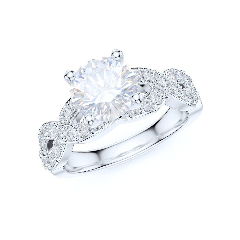 Sterling Silver Fancy Split Intersecting Infinity 1.5CT Simulated Round Diamo...